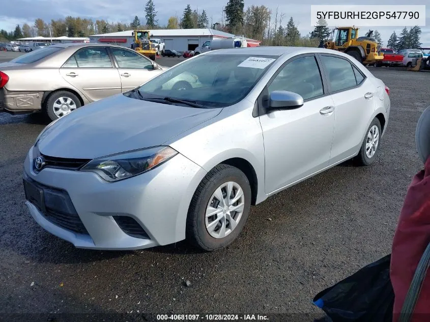 2016 Toyota Corolla L VIN: 5YFBURHE2GP547790 Lot: 40681097