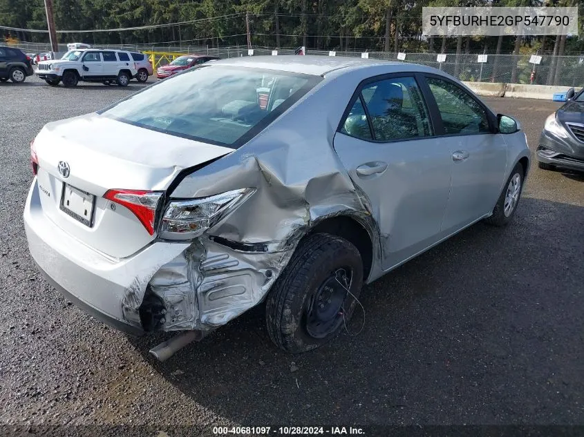 2016 Toyota Corolla L VIN: 5YFBURHE2GP547790 Lot: 40681097