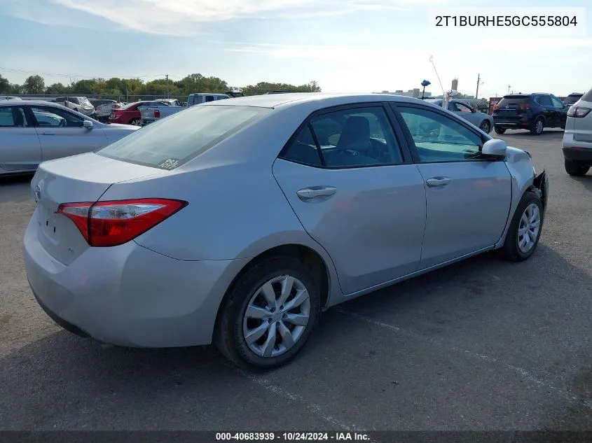 2016 Toyota Corolla Le VIN: 2T1BURHE5GC555804 Lot: 40683939