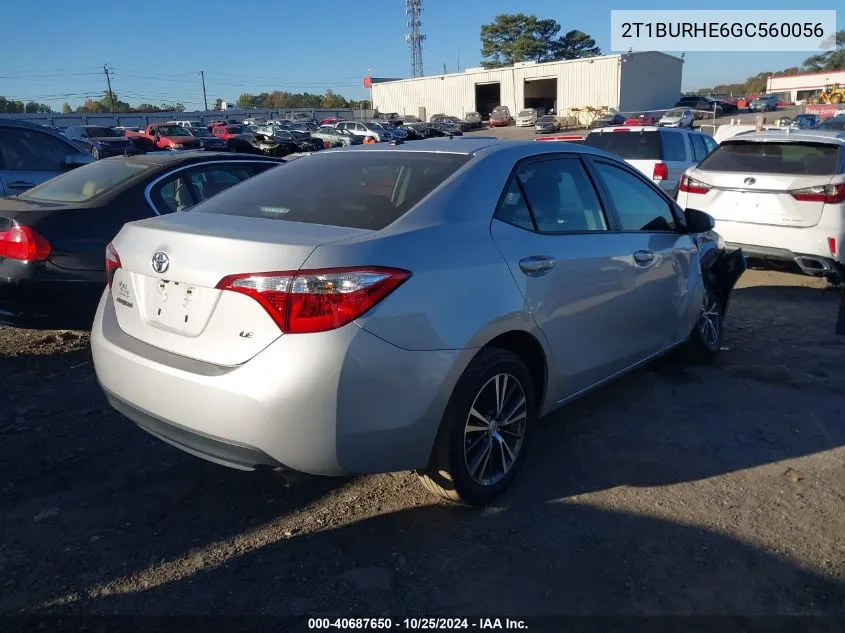 2016 Toyota Corolla L/Le/Le Pls/Prm/S/S Pls VIN: 2T1BURHE6GC560056 Lot: 40687650