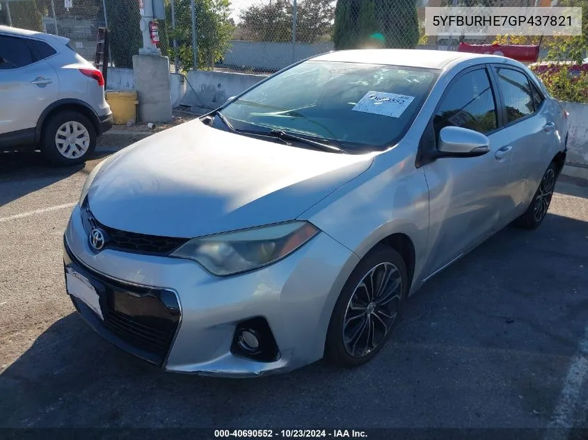 2016 Toyota Corolla S Plus VIN: 5YFBURHE7GP437821 Lot: 40690552