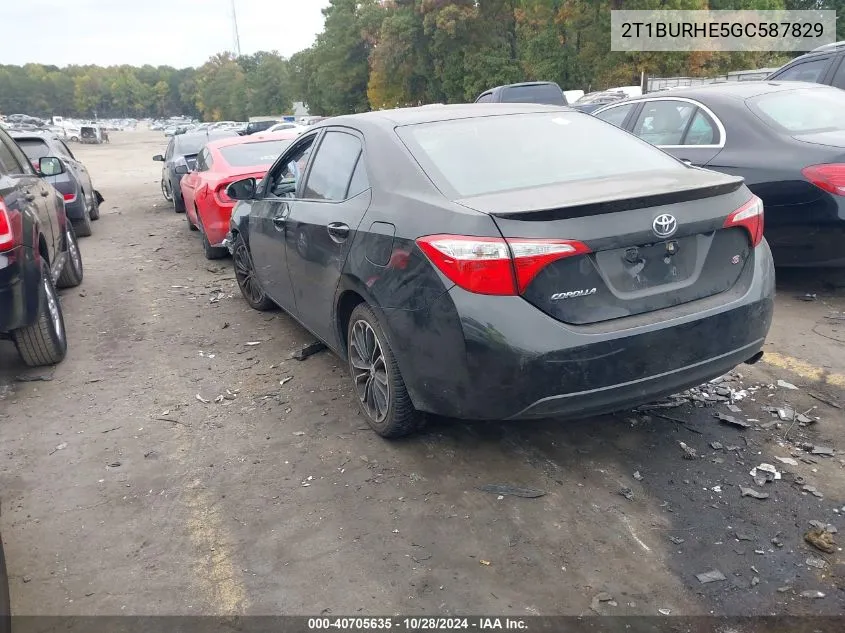 2016 Toyota Corolla S Plus VIN: 2T1BURHE5GC587829 Lot: 40705635