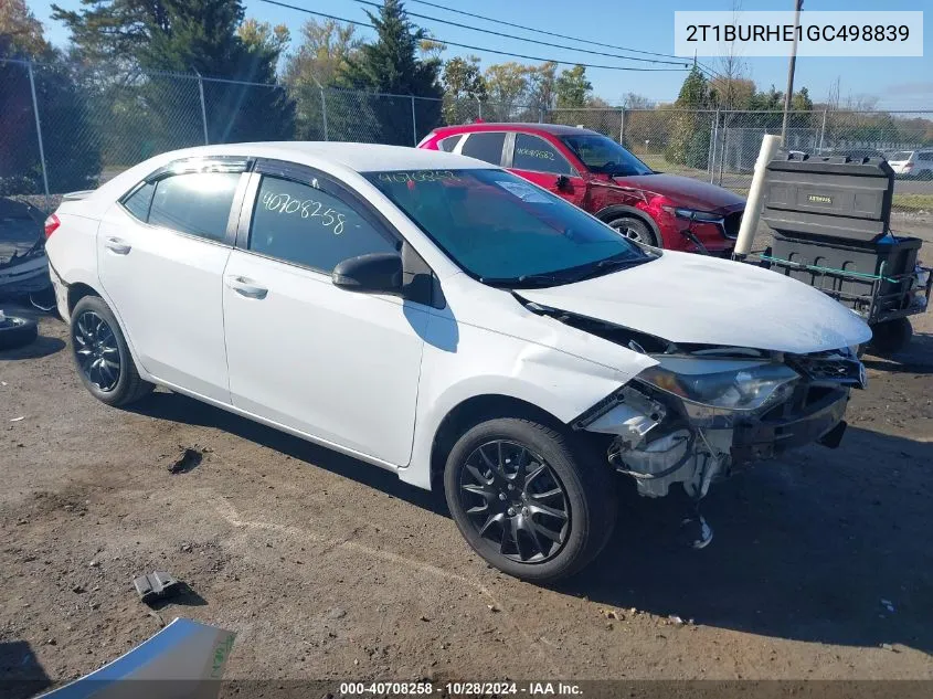 2016 Toyota Corolla S VIN: 2T1BURHE1GC498839 Lot: 40708258