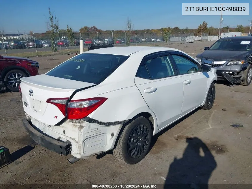 2016 Toyota Corolla S VIN: 2T1BURHE1GC498839 Lot: 40708258