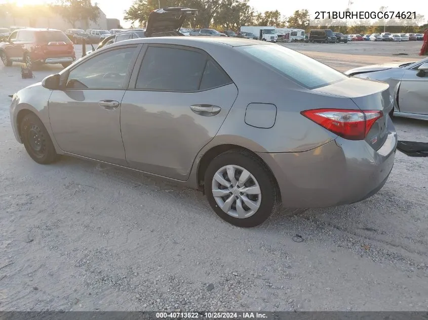 2016 Toyota Corolla Le VIN: 2T1BURHE0GC674621 Lot: 40713522