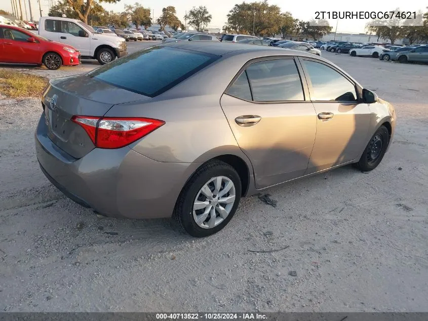 2016 Toyota Corolla Le VIN: 2T1BURHE0GC674621 Lot: 40713522