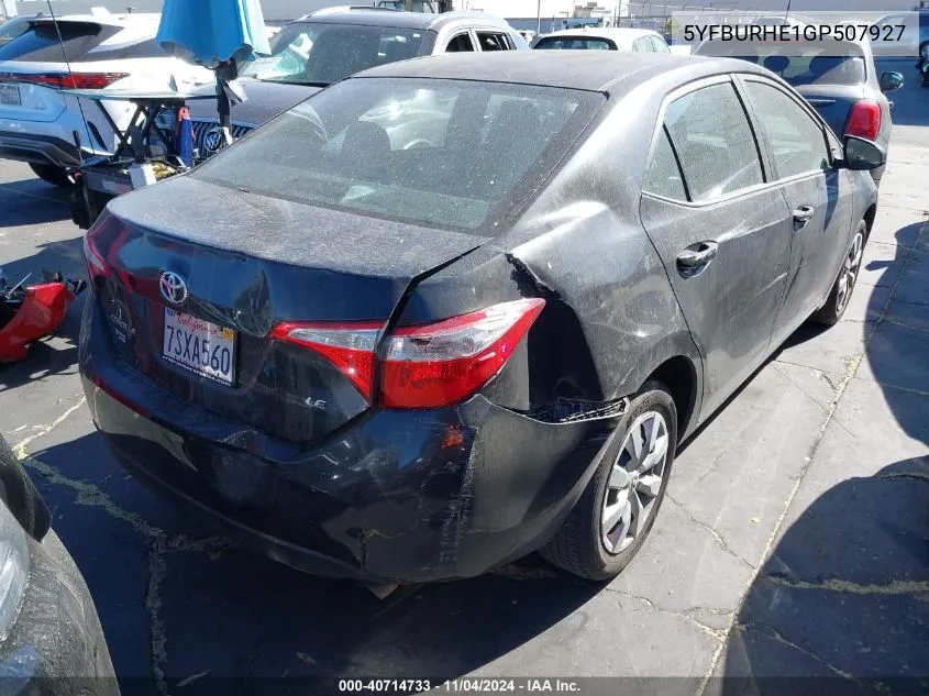 2016 Toyota Corolla Le VIN: 5YFBURHE1GP507927 Lot: 40714733