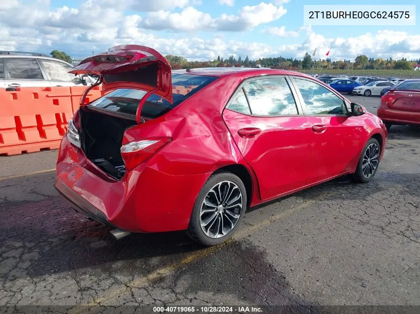 2016 Toyota Corolla L/Le/Le Pls/Prm/S/S Pls VIN: 2T1BURHE0GC624575 Lot: 40719065