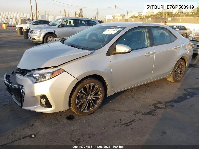 2016 Toyota Corolla S Plus VIN: 5YFBURHE7GP563919 Lot: 40727465