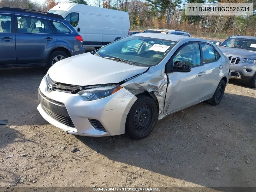 2T1BURHE8GC526734 2016 Toyota Corolla Le