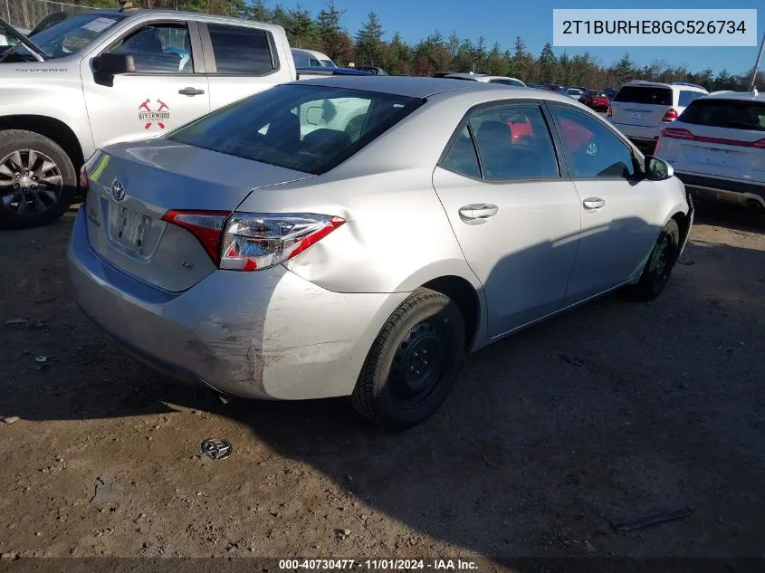 2T1BURHE8GC526734 2016 Toyota Corolla Le