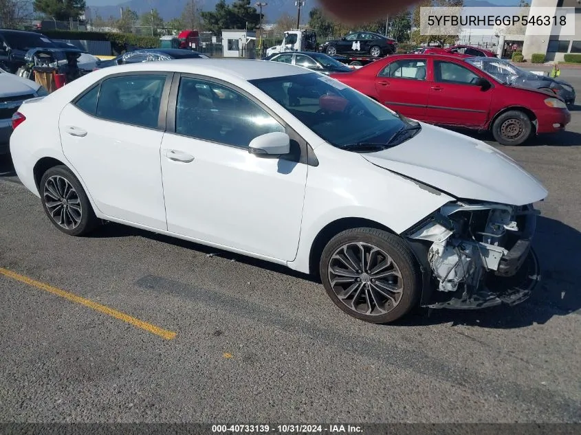 2016 Toyota Corolla S Plus VIN: 5YFBURHE6GP546318 Lot: 40733139