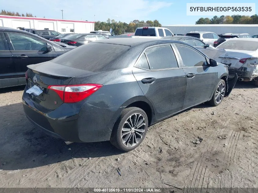 2016 Toyota Corolla S Plus VIN: 5YFBURHE0GP563535 Lot: 40735610