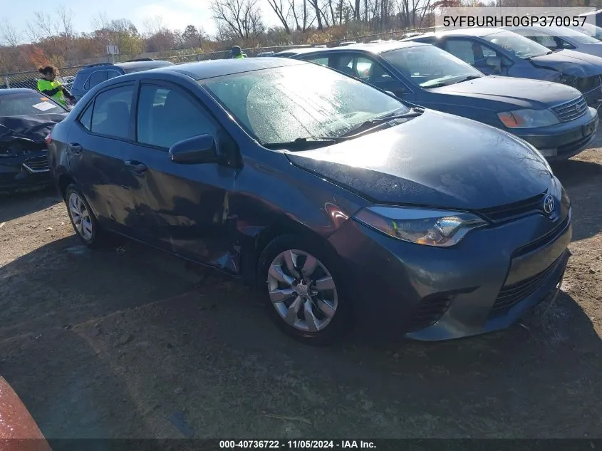 2016 Toyota Corolla Le VIN: 5YFBURHE0GP370057 Lot: 40736722