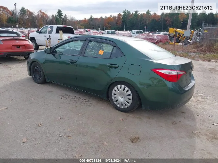 2016 Toyota Corolla Le VIN: 2T1BURHE2GC521612 Lot: 40736924