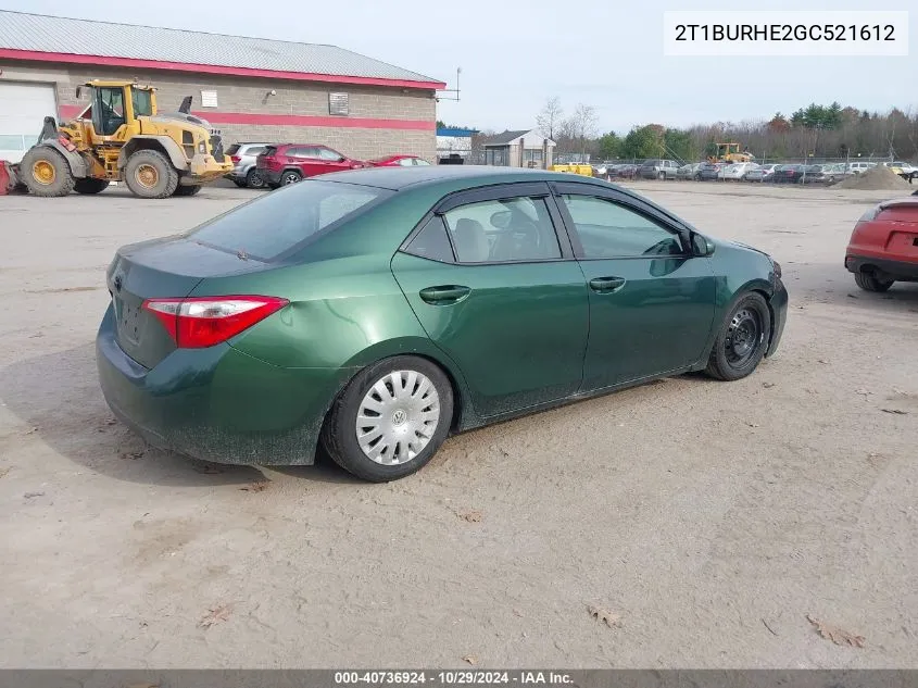 2016 Toyota Corolla Le VIN: 2T1BURHE2GC521612 Lot: 40736924