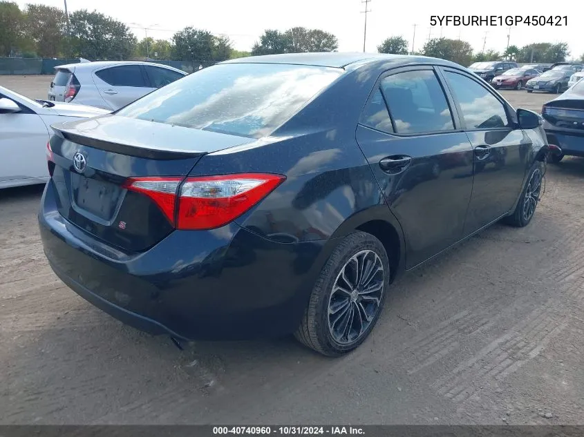 2016 Toyota Corolla S Plus VIN: 5YFBURHE1GP450421 Lot: 40740960