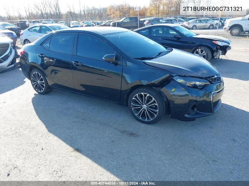 2016 Toyota Corolla S Plus VIN: 2T1BURHE0GC731321 Lot: 40744535