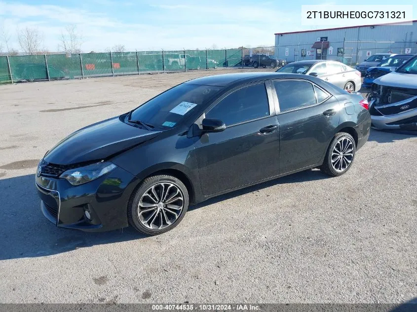 2016 Toyota Corolla S Plus VIN: 2T1BURHE0GC731321 Lot: 40744535