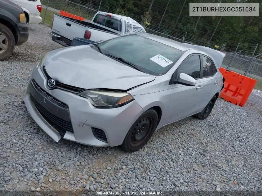 2016 Toyota Corolla Le VIN: 2T1BURHEXGC551084 Lot: 40747353