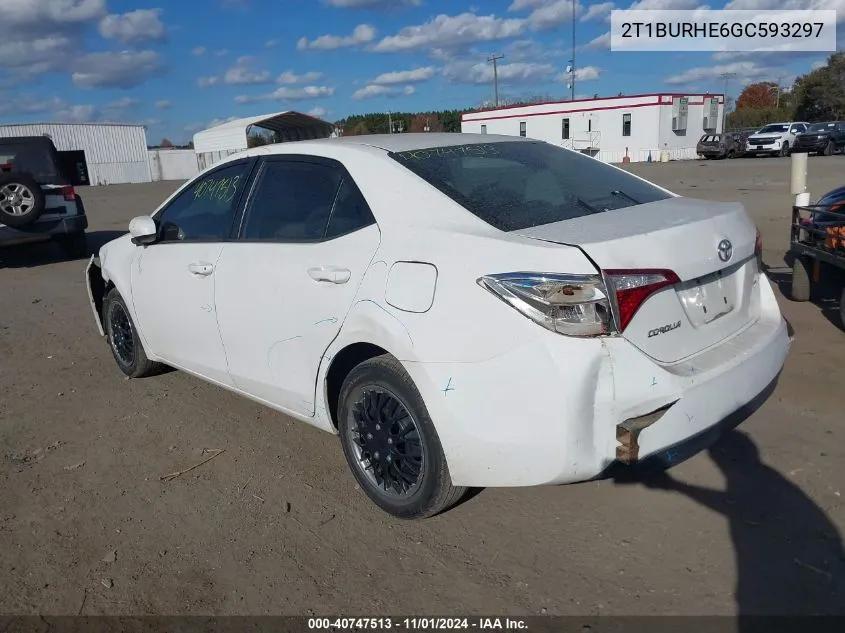 2016 Toyota Corolla Le VIN: 2T1BURHE6GC593297 Lot: 40747513