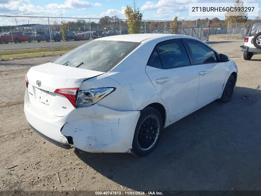 2016 Toyota Corolla Le VIN: 2T1BURHE6GC593297 Lot: 40747513