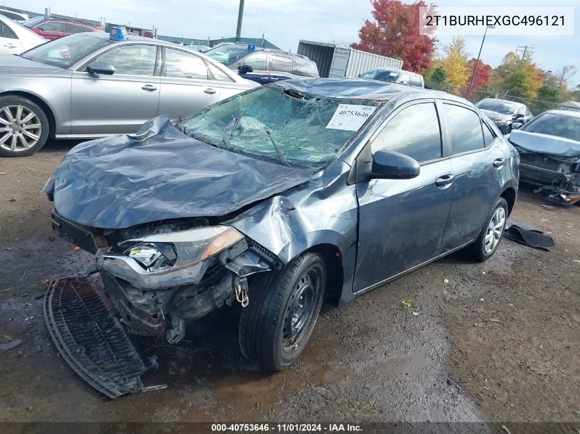 2016 Toyota Corolla Le VIN: 2T1BURHEXGC496121 Lot: 40753646