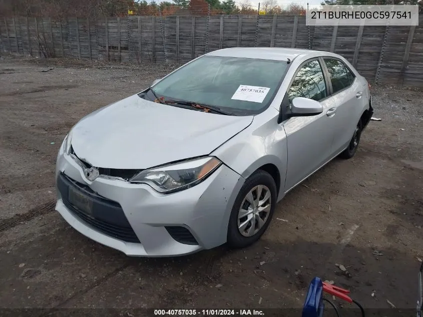 2016 Toyota Corolla L VIN: 2T1BURHE0GC597541 Lot: 40757035