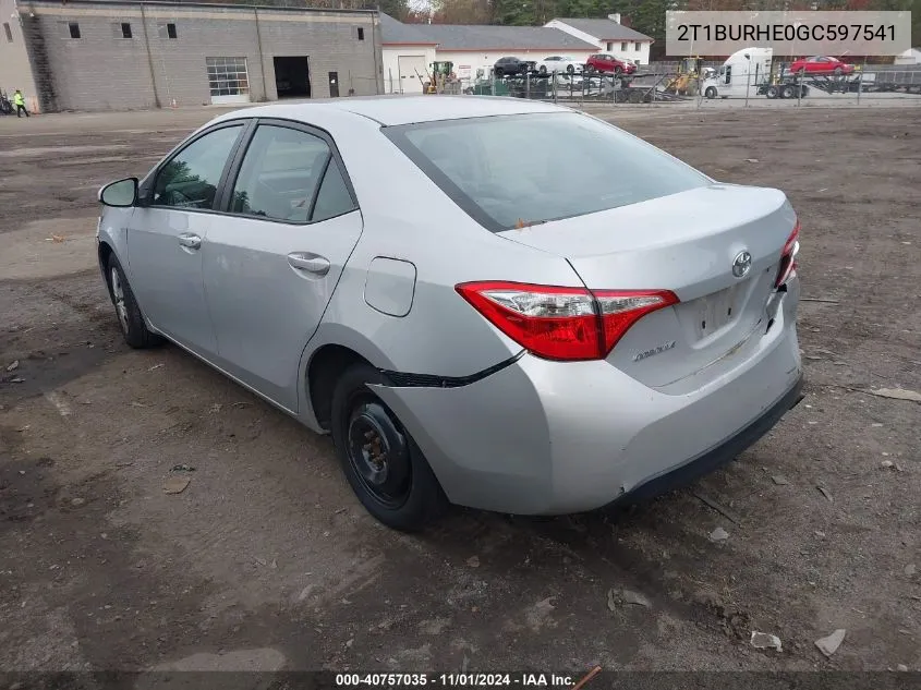 2016 Toyota Corolla L VIN: 2T1BURHE0GC597541 Lot: 40757035