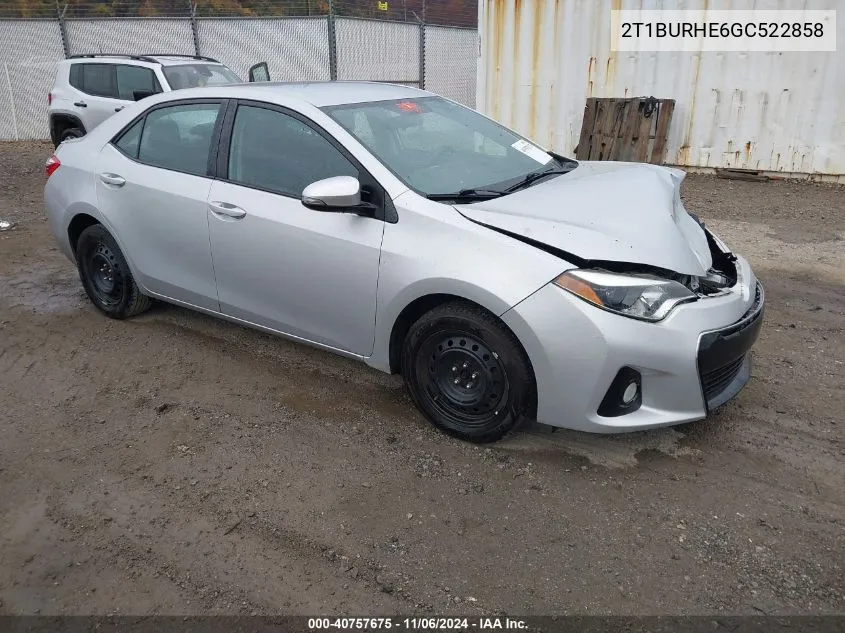 2016 Toyota Corolla S VIN: 2T1BURHE6GC522858 Lot: 40757675