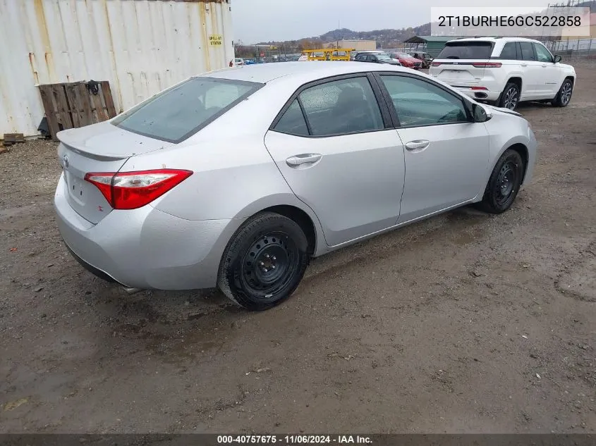 2016 Toyota Corolla S VIN: 2T1BURHE6GC522858 Lot: 40757675