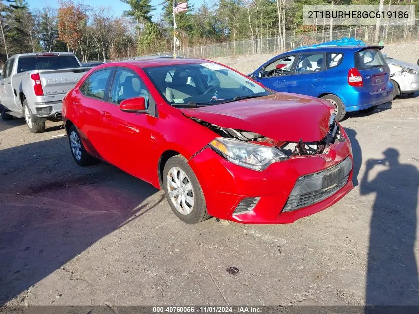 2016 Toyota Corolla Le VIN: 2T1BURHE8GC619186 Lot: 40760056