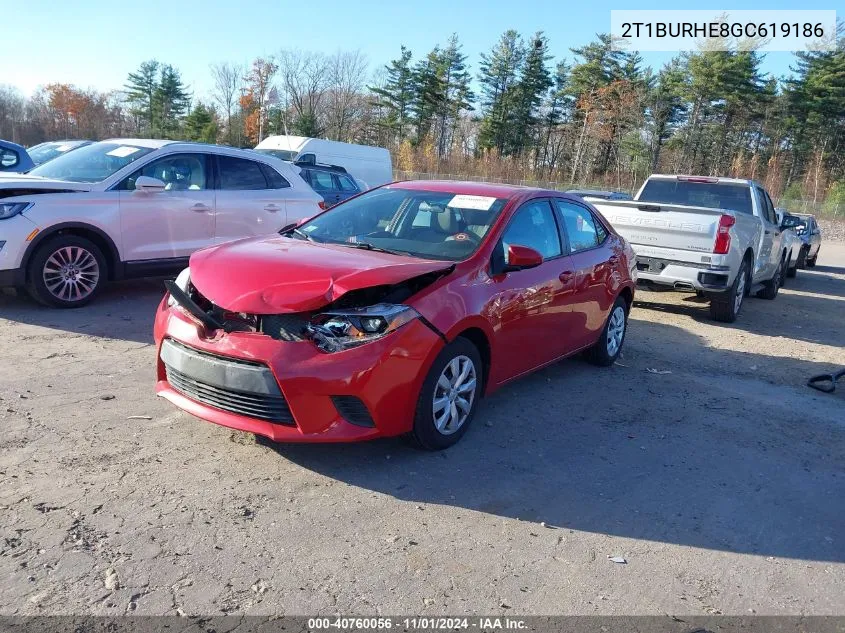 2016 Toyota Corolla Le VIN: 2T1BURHE8GC619186 Lot: 40760056