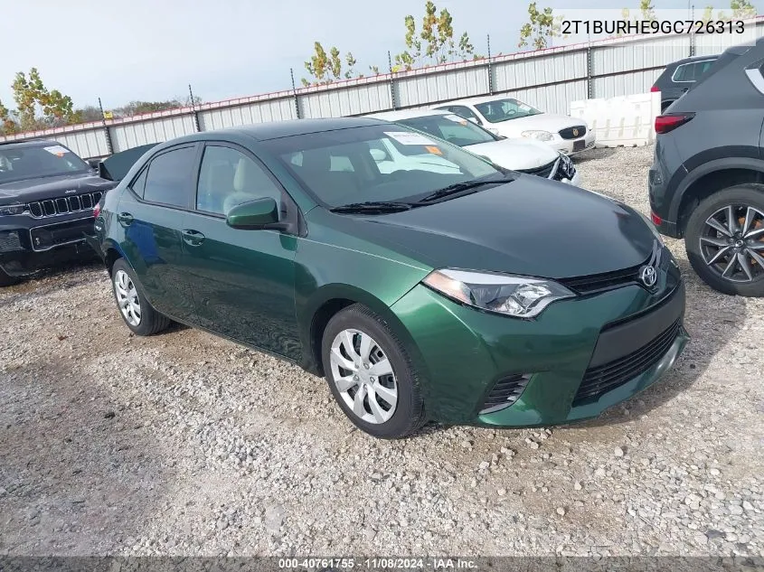 2016 Toyota Corolla Le VIN: 2T1BURHE9GC726313 Lot: 40761755