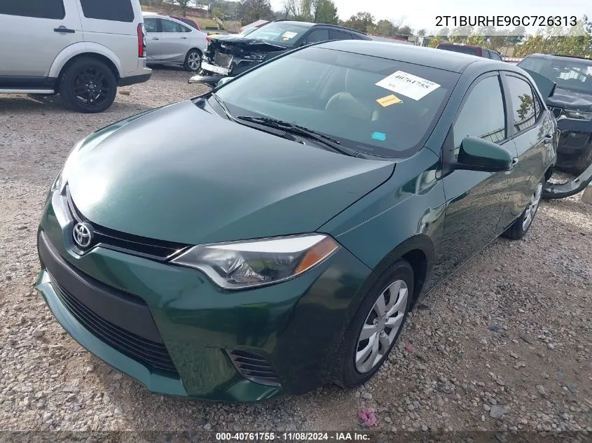 2016 Toyota Corolla Le VIN: 2T1BURHE9GC726313 Lot: 40761755