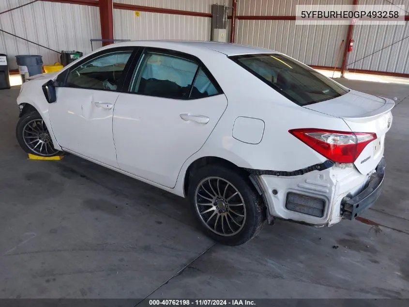 5YFBURHE0GP493258 2016 Toyota Corolla S