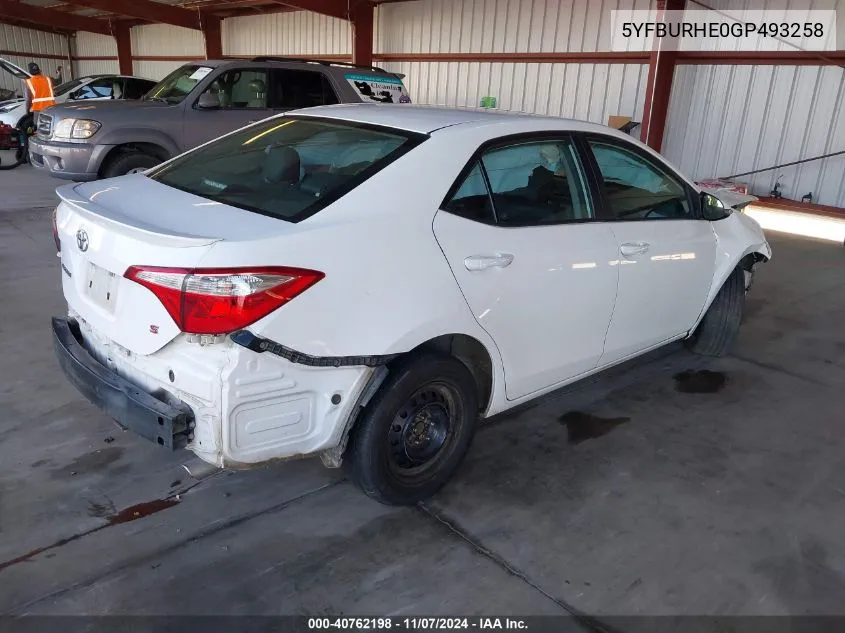 5YFBURHE0GP493258 2016 Toyota Corolla S