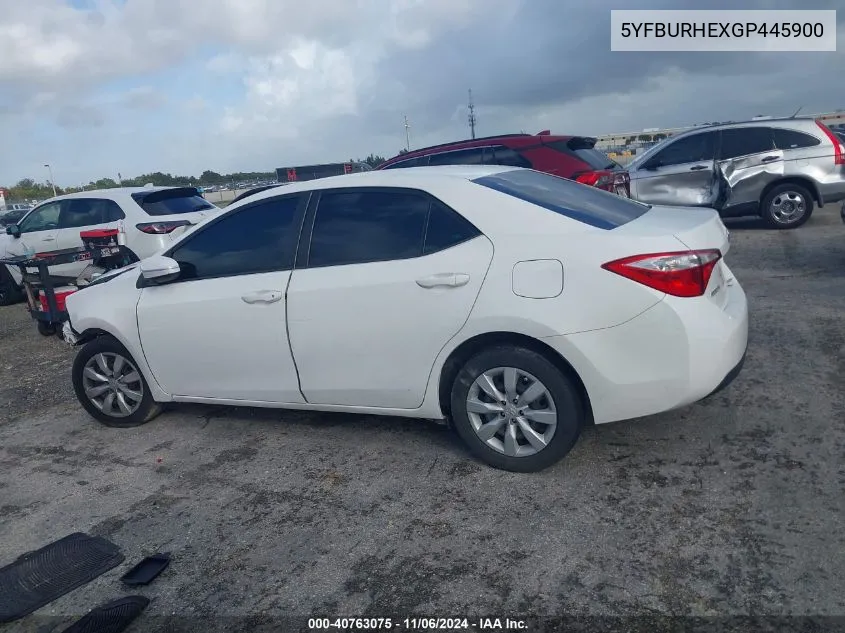 2016 Toyota Corolla Le VIN: 5YFBURHEXGP445900 Lot: 40763075