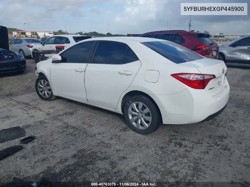 2016 Toyota Corolla Le VIN: 5YFBURHEXGP445900 Lot: 40763075