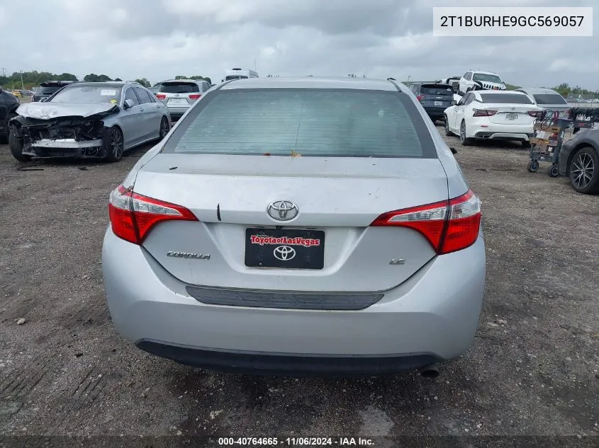 2016 Toyota Corolla Le VIN: 2T1BURHE9GC569057 Lot: 40764665