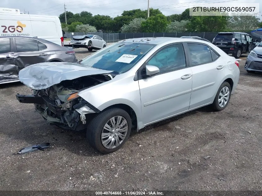 2016 Toyota Corolla Le VIN: 2T1BURHE9GC569057 Lot: 40764665