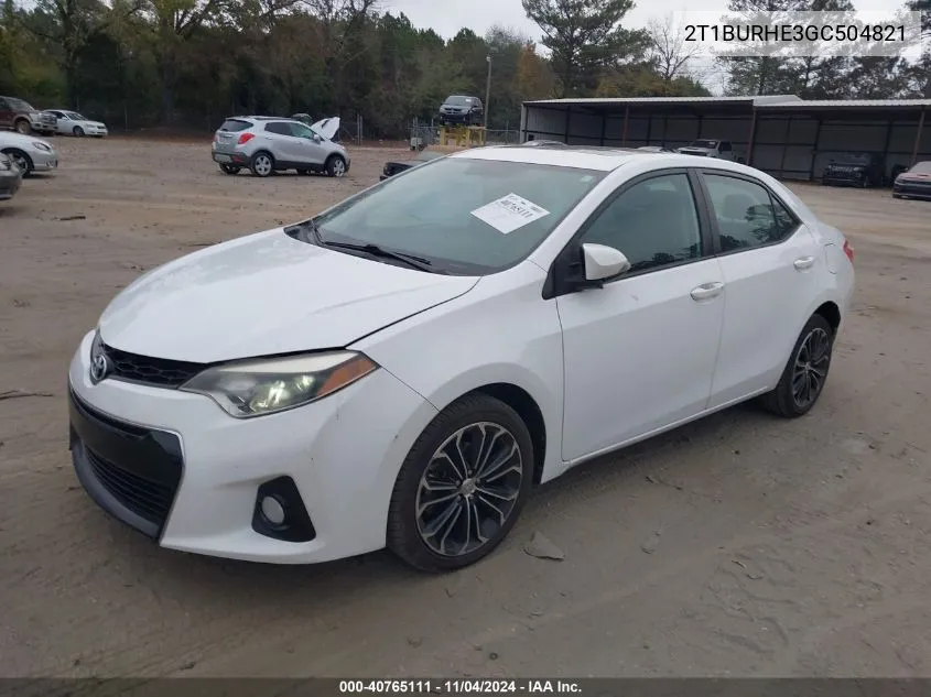 2016 Toyota Corolla S Premium VIN: 2T1BURHE3GC504821 Lot: 40765111