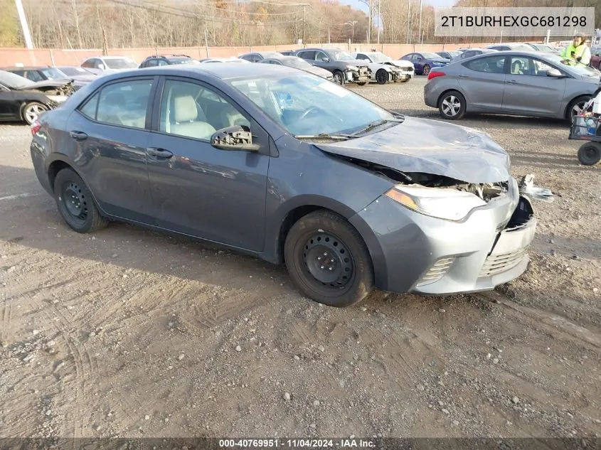 2016 Toyota Corolla Le VIN: 2T1BURHEXGC681298 Lot: 40769951