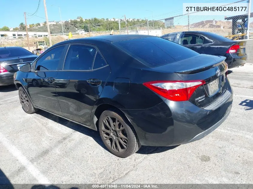 2016 Toyota Corolla S W/Special Edition Pkg VIN: 2T1BURHE4GC485177 Lot: 40776945