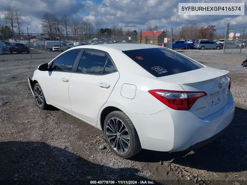 2016 Toyota Corolla S Plus VIN: 5YFBURHEXGP416574 Lot: 40778709