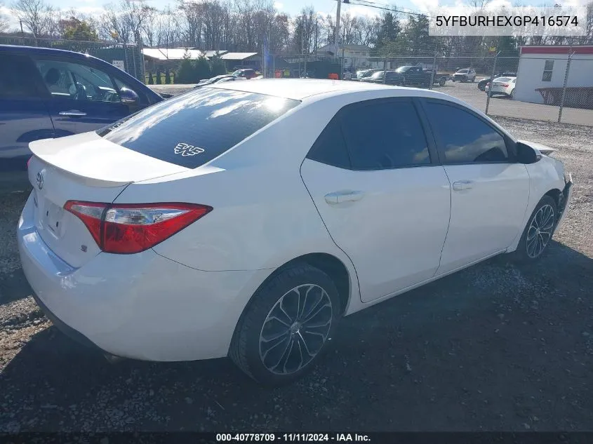 2016 Toyota Corolla S Plus VIN: 5YFBURHEXGP416574 Lot: 40778709