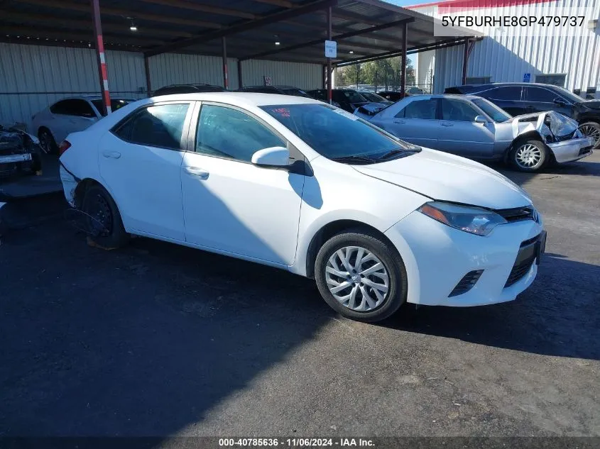 2016 Toyota Corolla Le VIN: 5YFBURHE8GP479737 Lot: 40785636