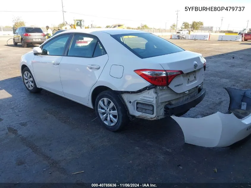 2016 Toyota Corolla Le VIN: 5YFBURHE8GP479737 Lot: 40785636