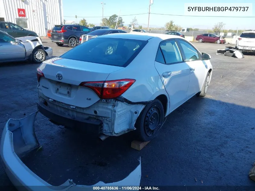 2016 Toyota Corolla Le VIN: 5YFBURHE8GP479737 Lot: 40785636