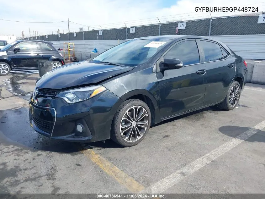 2016 Toyota Corolla S Plus VIN: 5YFBURHE9GP448724 Lot: 40786941